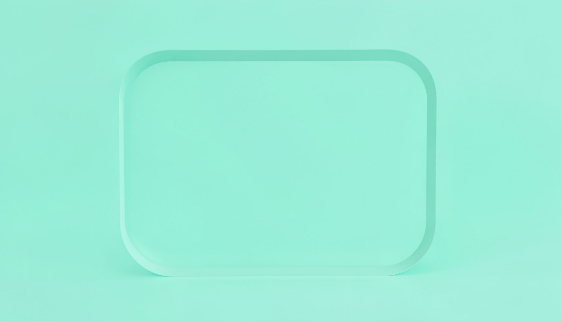 A clean studio photograph showing a rounded rectangular frame on a soft mint backdrop with a calm, modern feel.